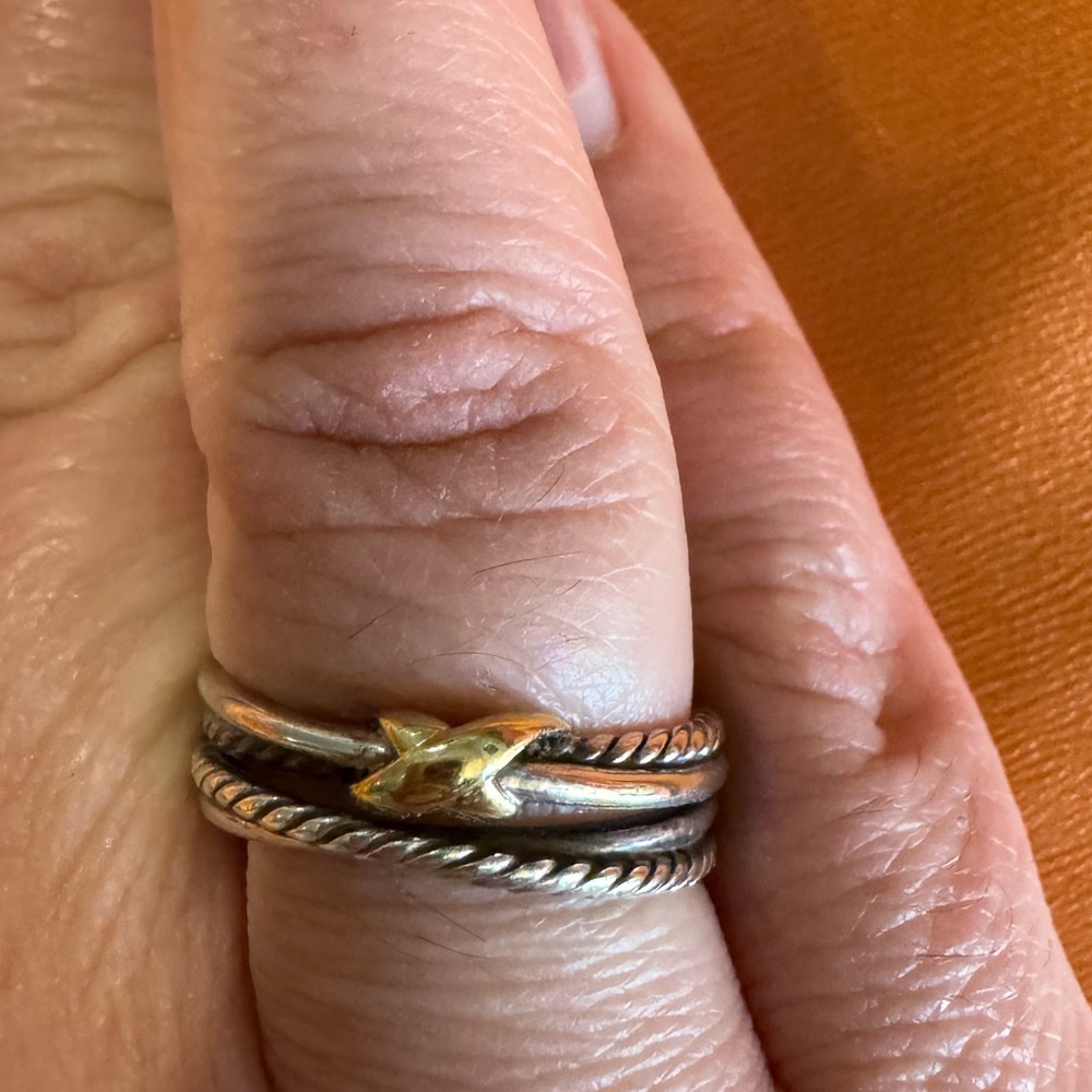Authentic David Yurman Band sz 7.25 Vintage Sterling Gold Ring
